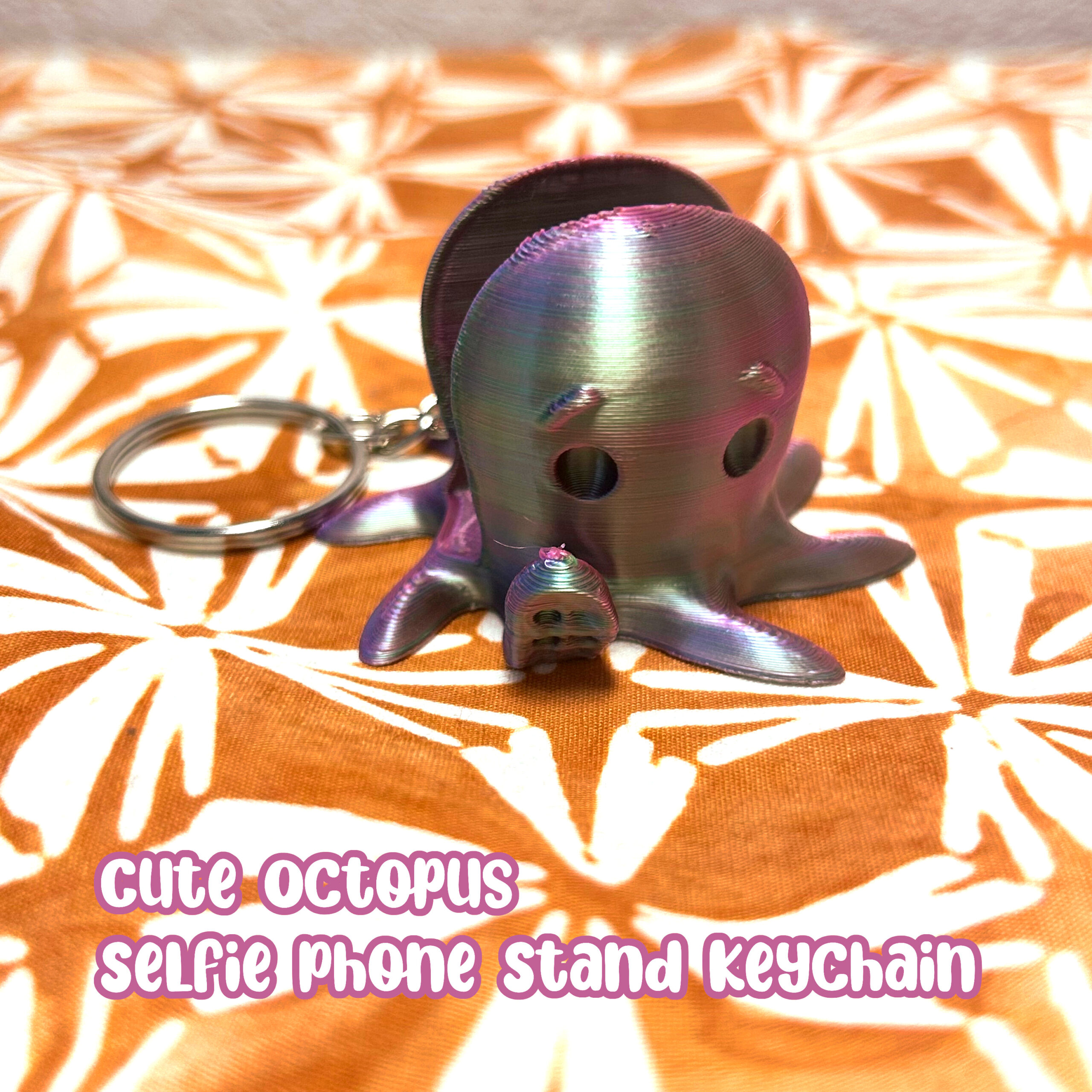 Cute Octopus Says Hello Selfie Phone Stand Keychain